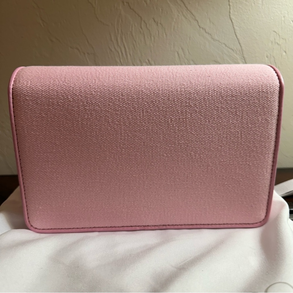 NWT Jimmy Choo | Pink Ecru Canvas Crystal Choo Crossbody Bag $1050 - Picture 7 of 7
